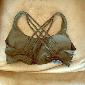 Hunter Green Strappy Sports Bra/Crop Top